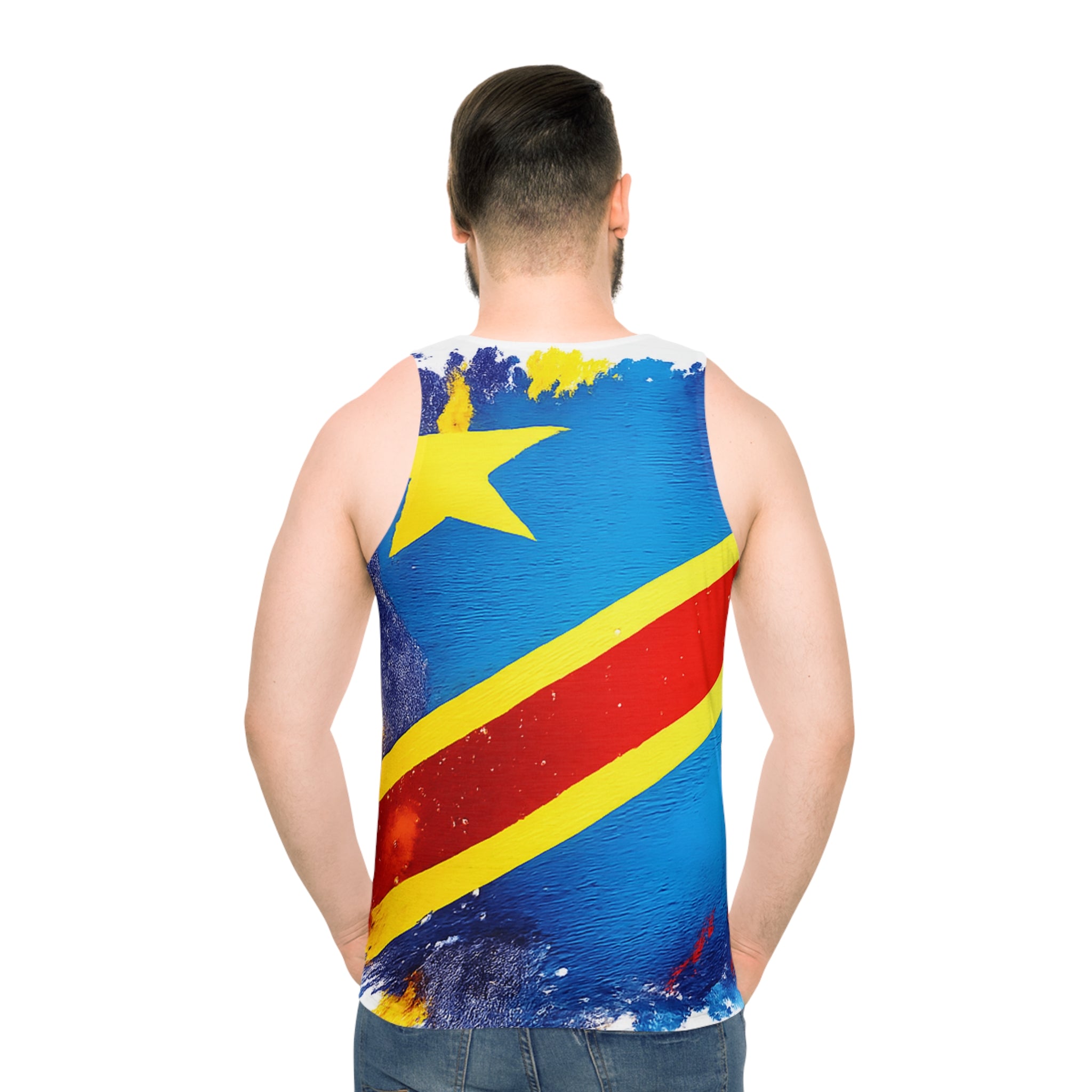 DR Congo Flag Paint Stroke tank top | All-Over Print