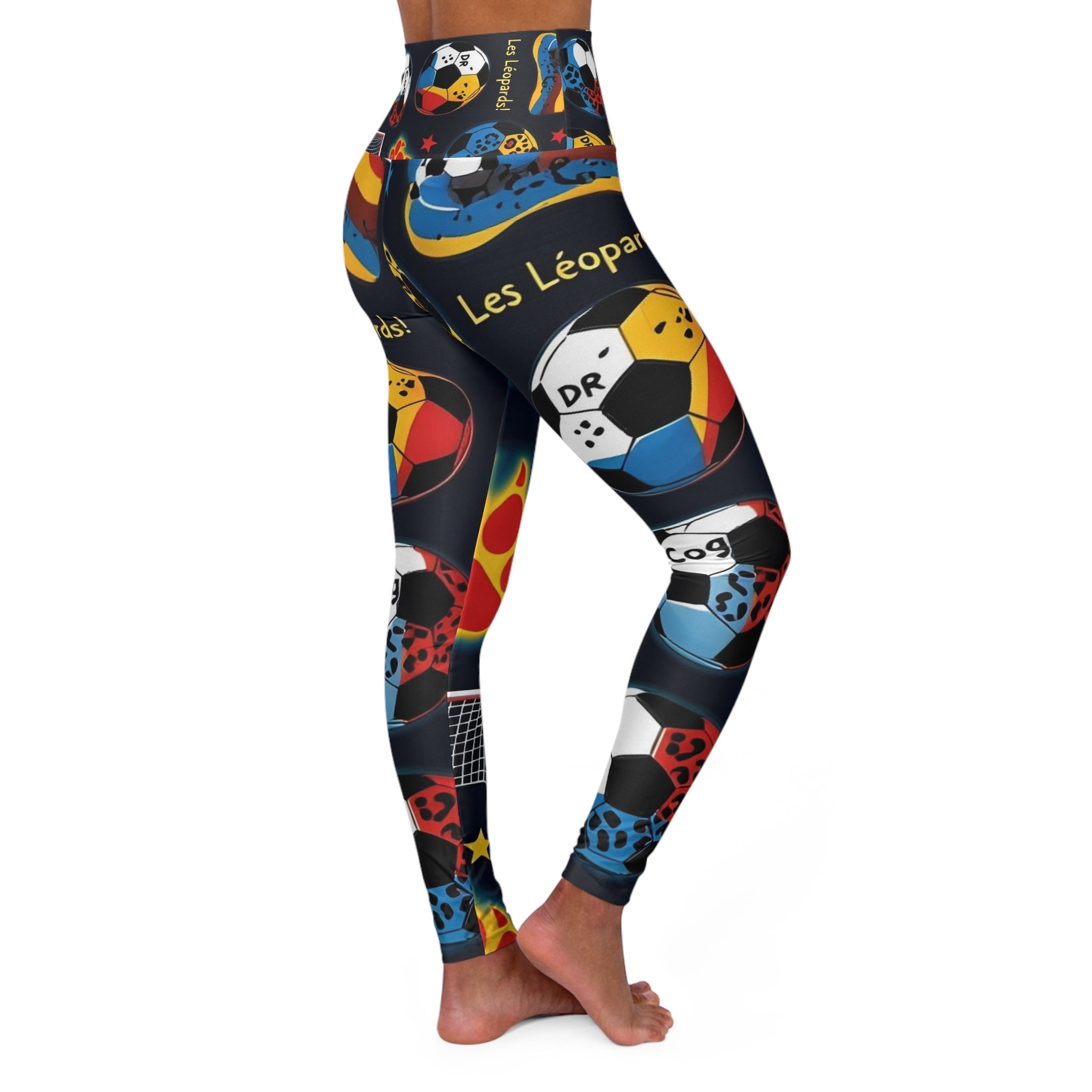 Leopards Soccer Ball Pattern Leggings | High Waisted Yoga Leggings