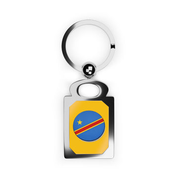 DR Congo Flag Rectangle Photo Keyring — Metal Photo Insert Keychain