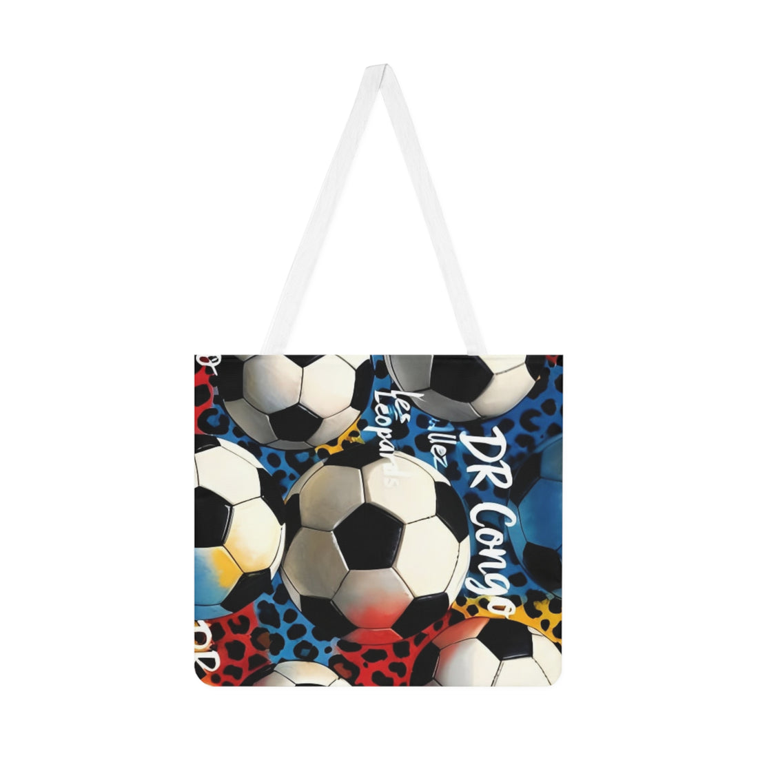 Soccer Pattern Shoulder Tote Bag — Colorful Leopard Print Soccer Ball Design