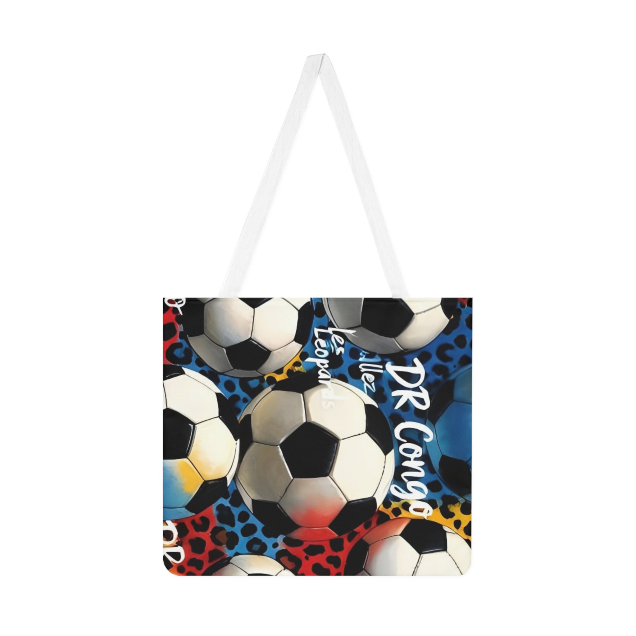 Soccer Pattern Shoulder Tote Bag — Colorful Leopard Print Soccer Ball Design
