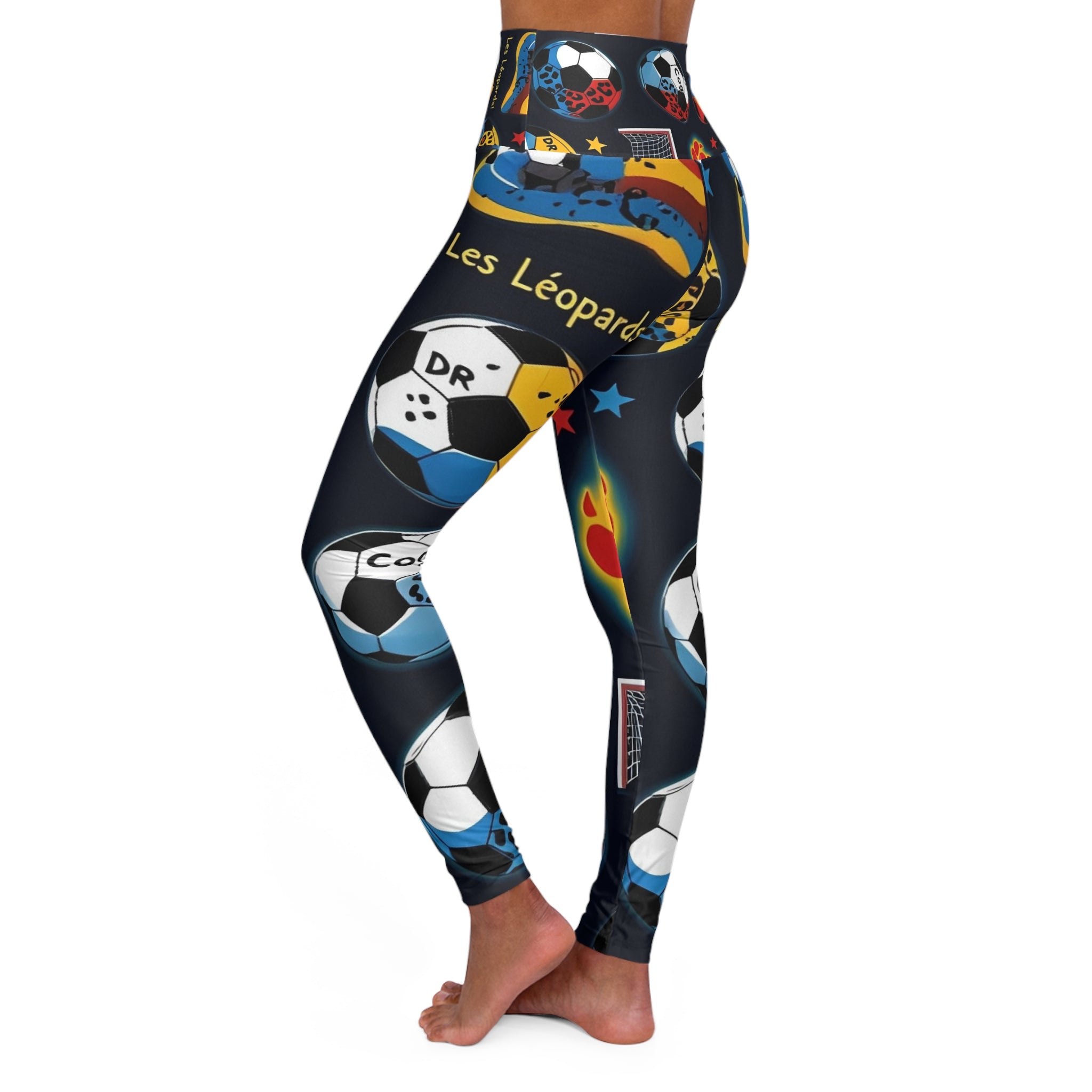 Leopards Soccer Ball Pattern Leggings | High Waisted Yoga Leggings