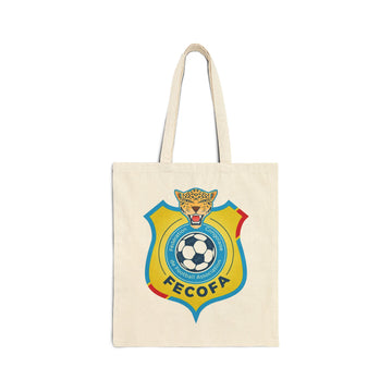 FECOFA Soccer Crest Tote Bag — Cotton Canvas Football Fan Grocery Tote