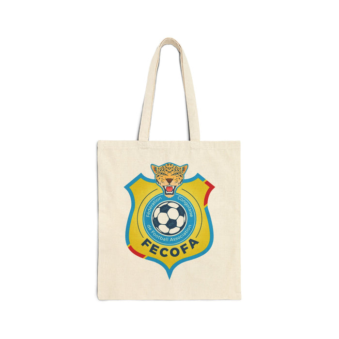 FECOFA Soccer Crest Tote Bag — Cotton Canvas Football Fan Grocery Tote