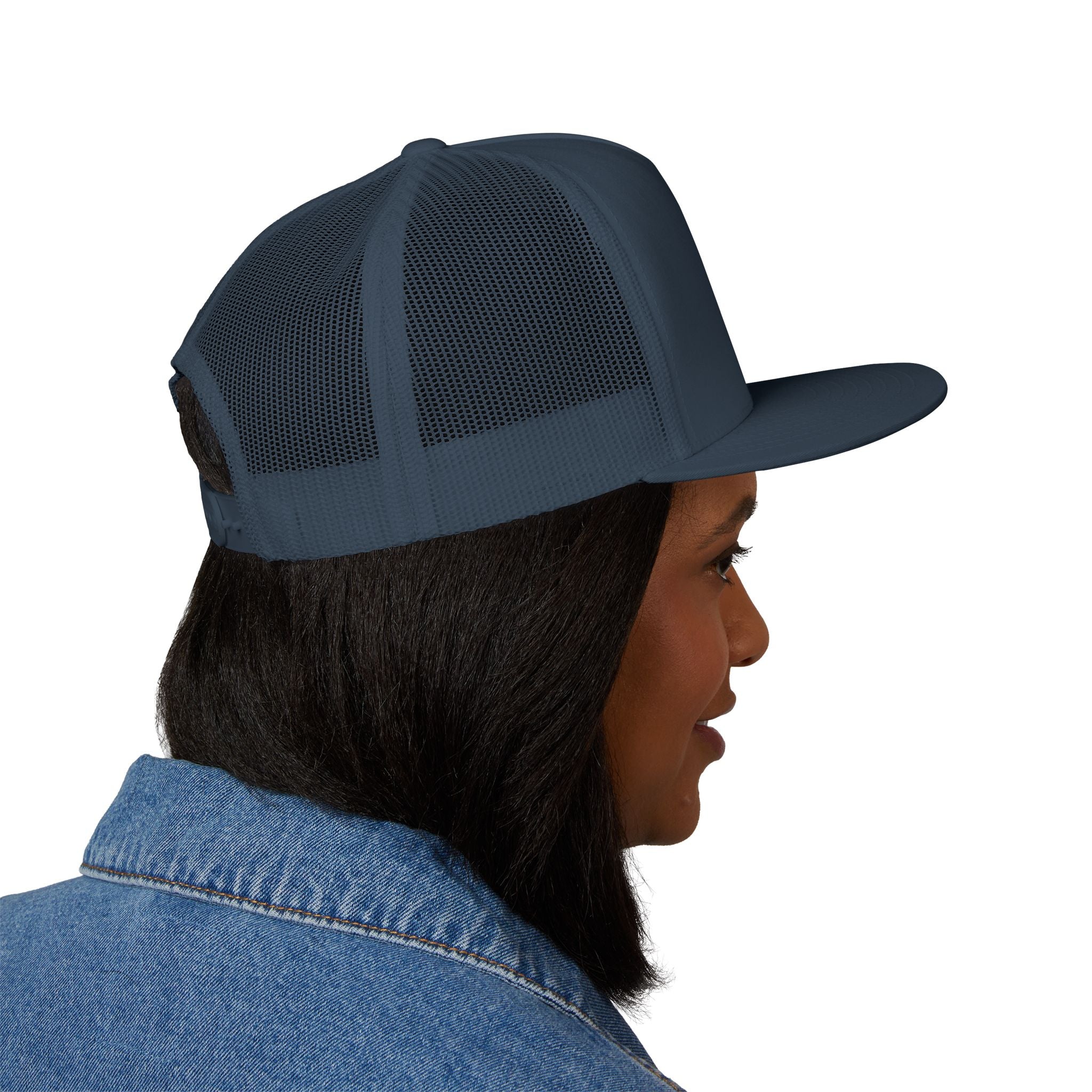 Embroidered Floral Crest Trucker Cap - 'OH' Crest Adjustable Mesh Hat