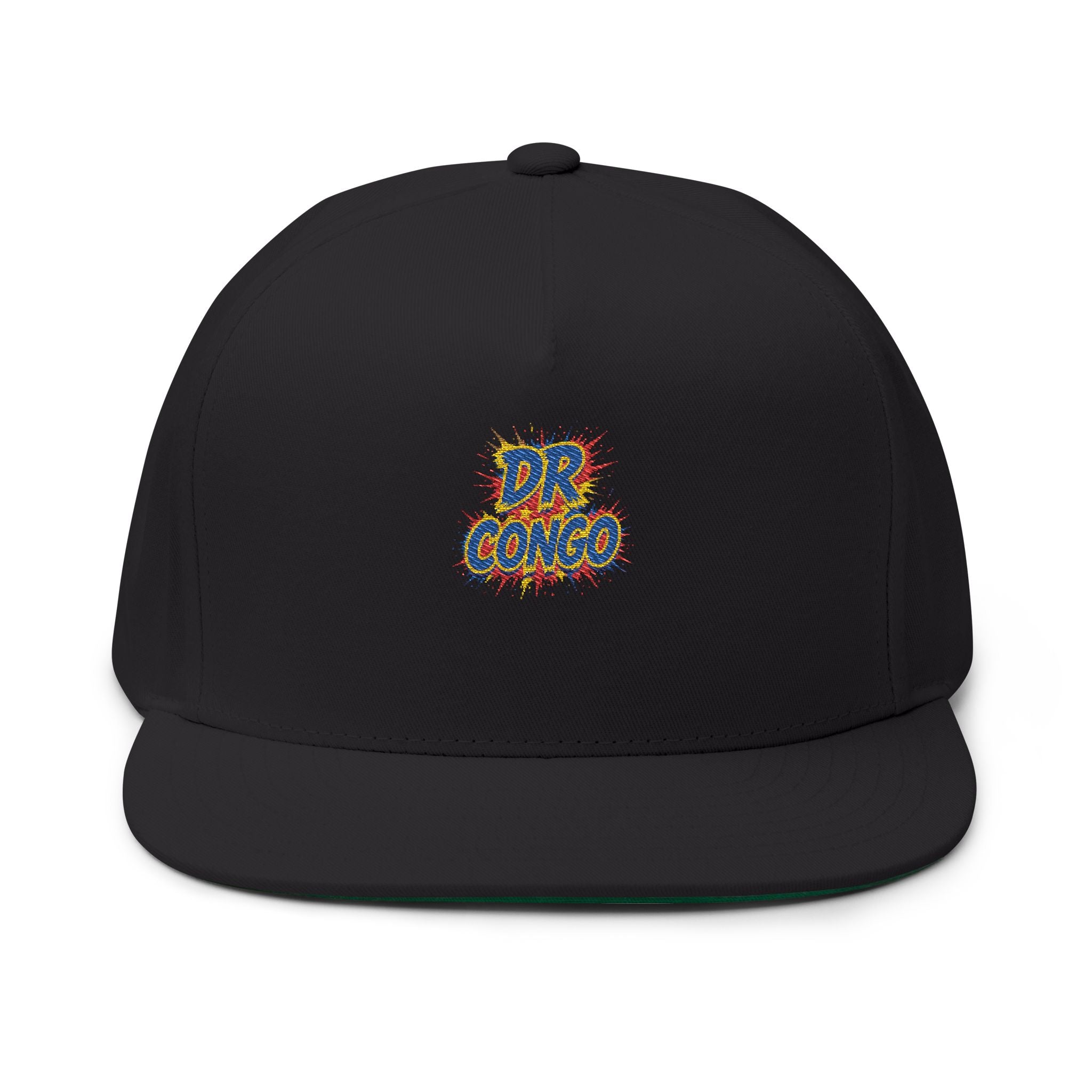 DR Congo burst logo Flat Bill Cap | Embroidered cotton snapback