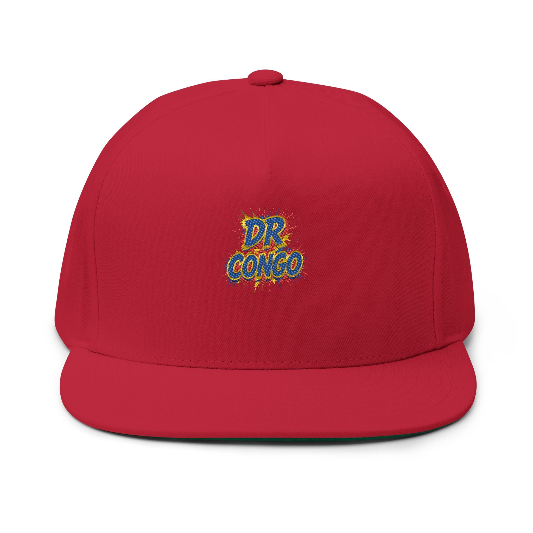 DR Congo burst logo Flat Bill Cap | Embroidered cotton snapback