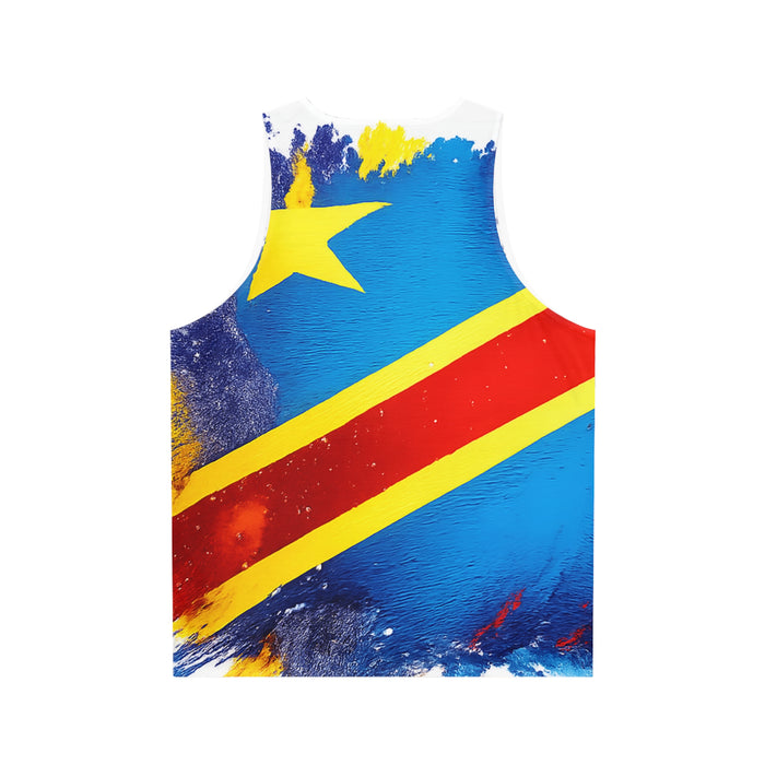 DR Congo Flag Paint Stroke tank top | All-Over Print