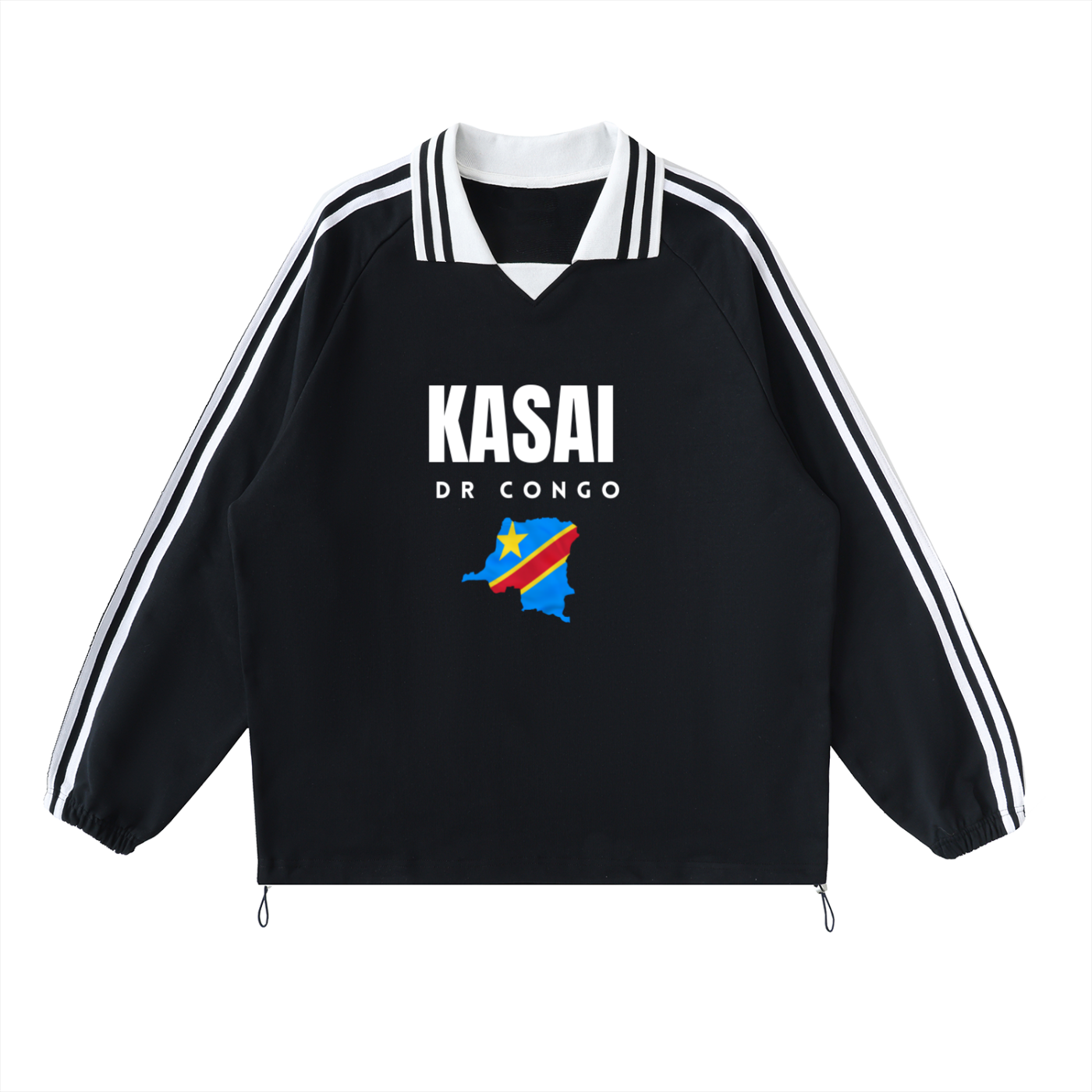 Contrast Striped Lapel Collar Sweatshirt