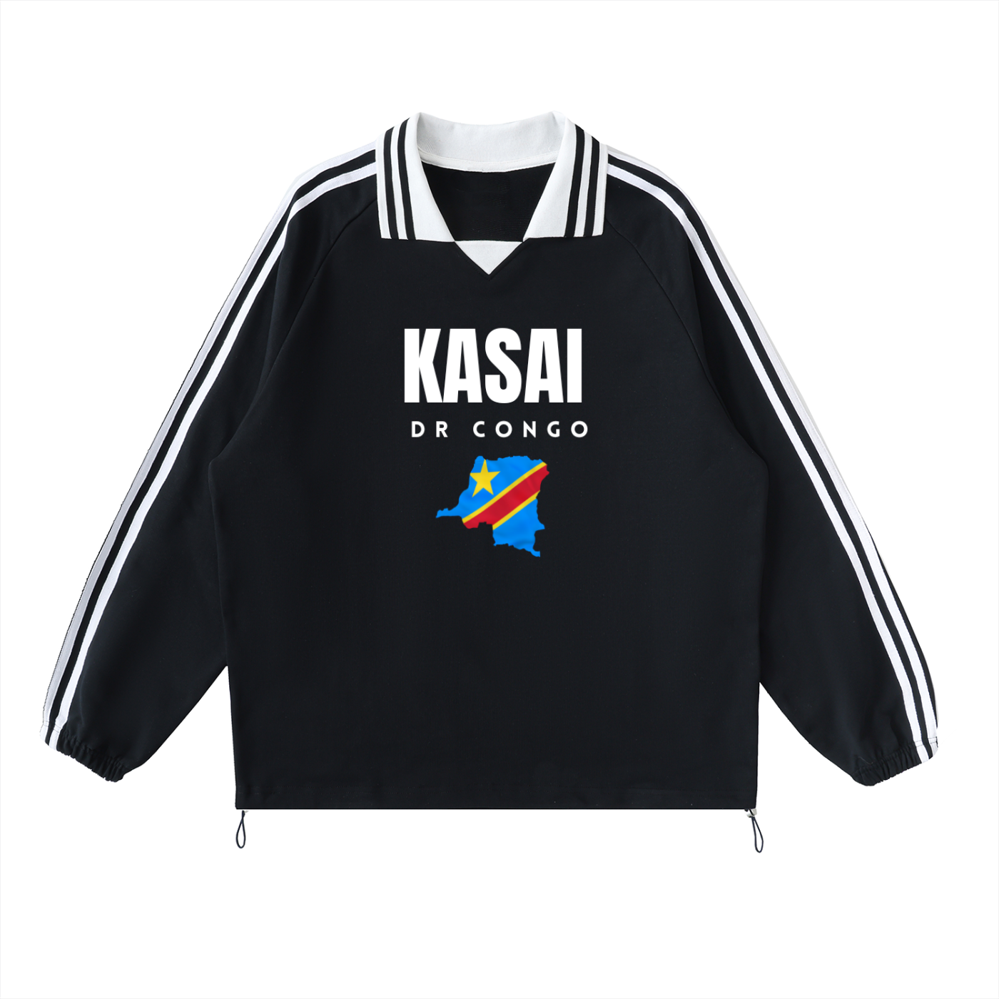 Contrast Striped Lapel Collar Sweatshirt
