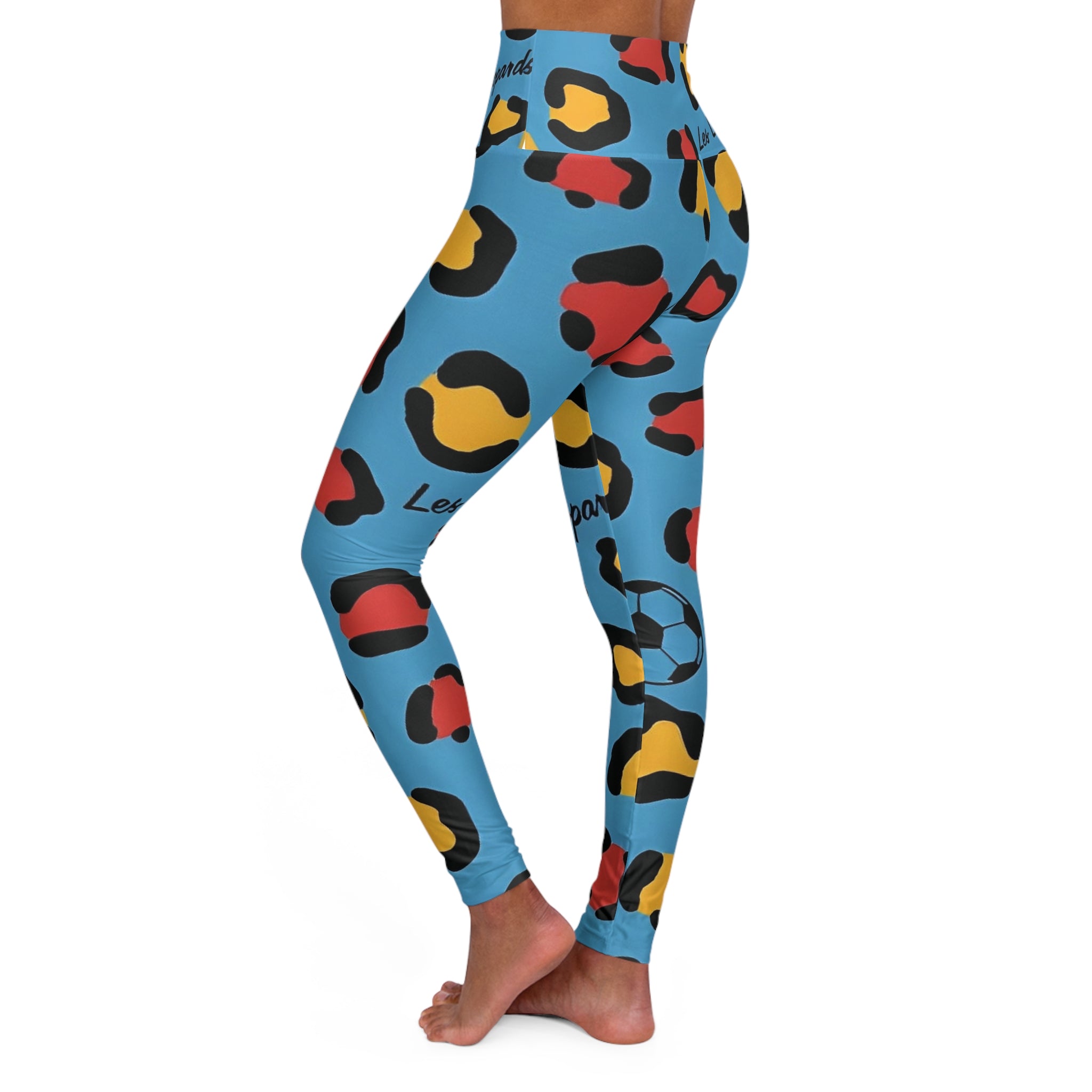 Colorful Leopard Spots Soccer Pattern Leggings