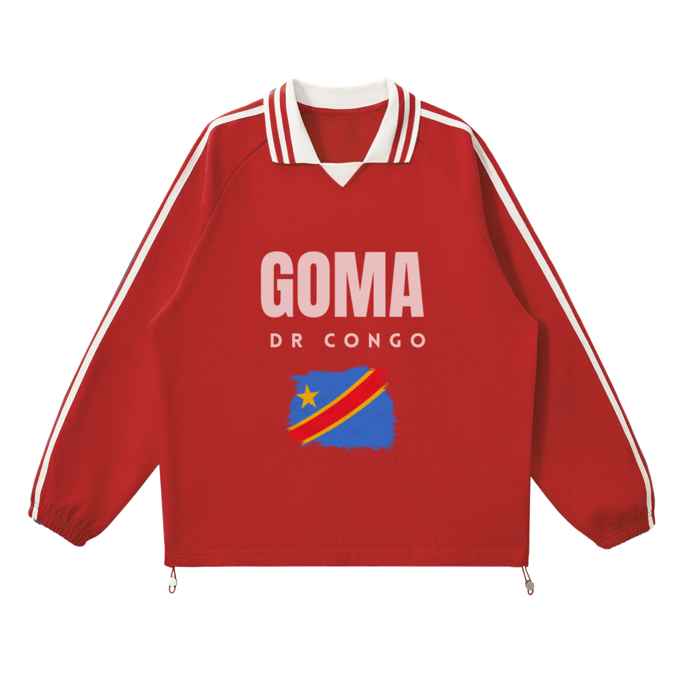 Contrast Striped Lapel Collar Sweatshirt