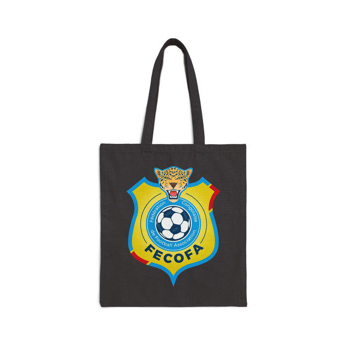 FECOFA Soccer Crest Tote Bag — Cotton Canvas Football Fan Grocery Tote