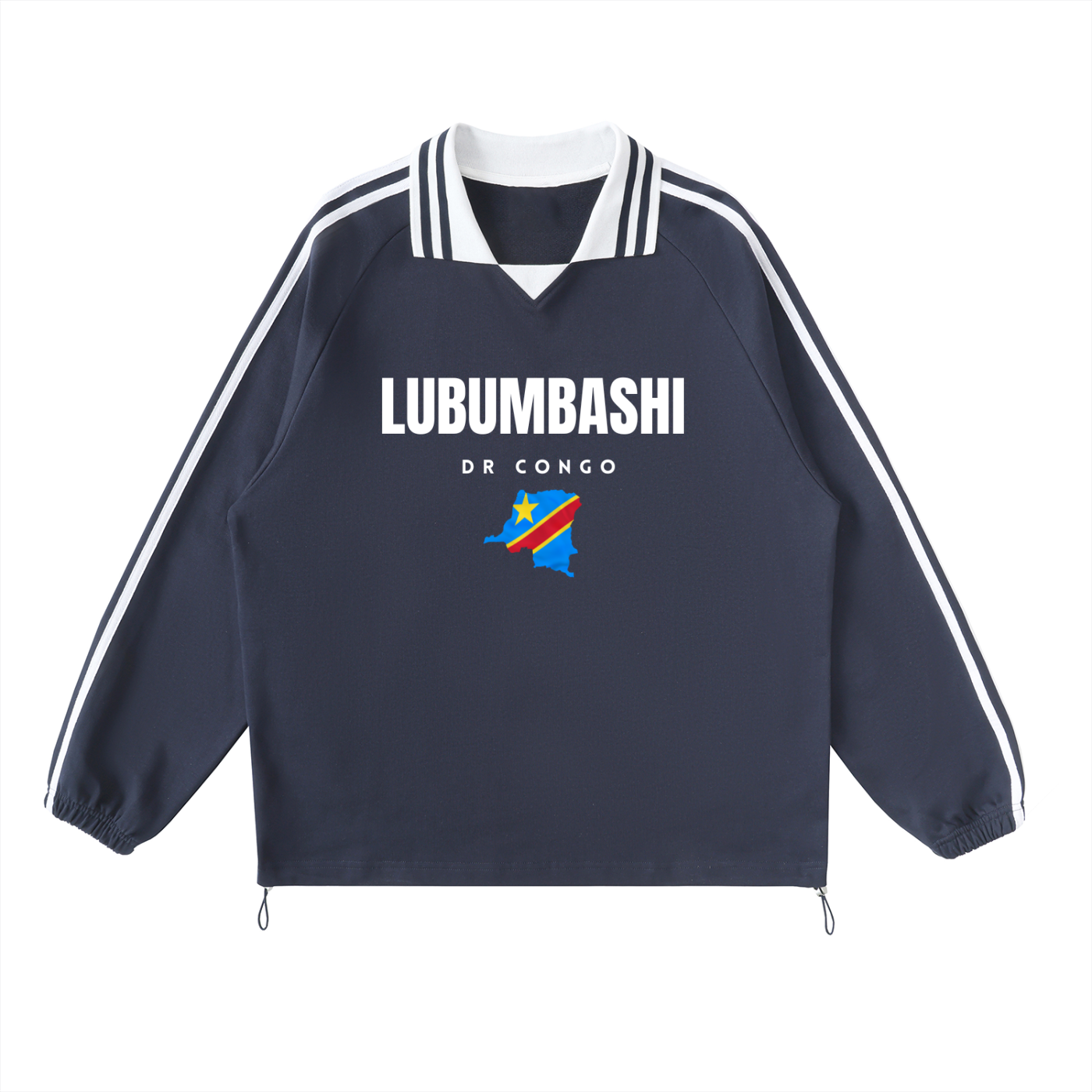 Contrast Striped Lapel Collar Sweatshirt