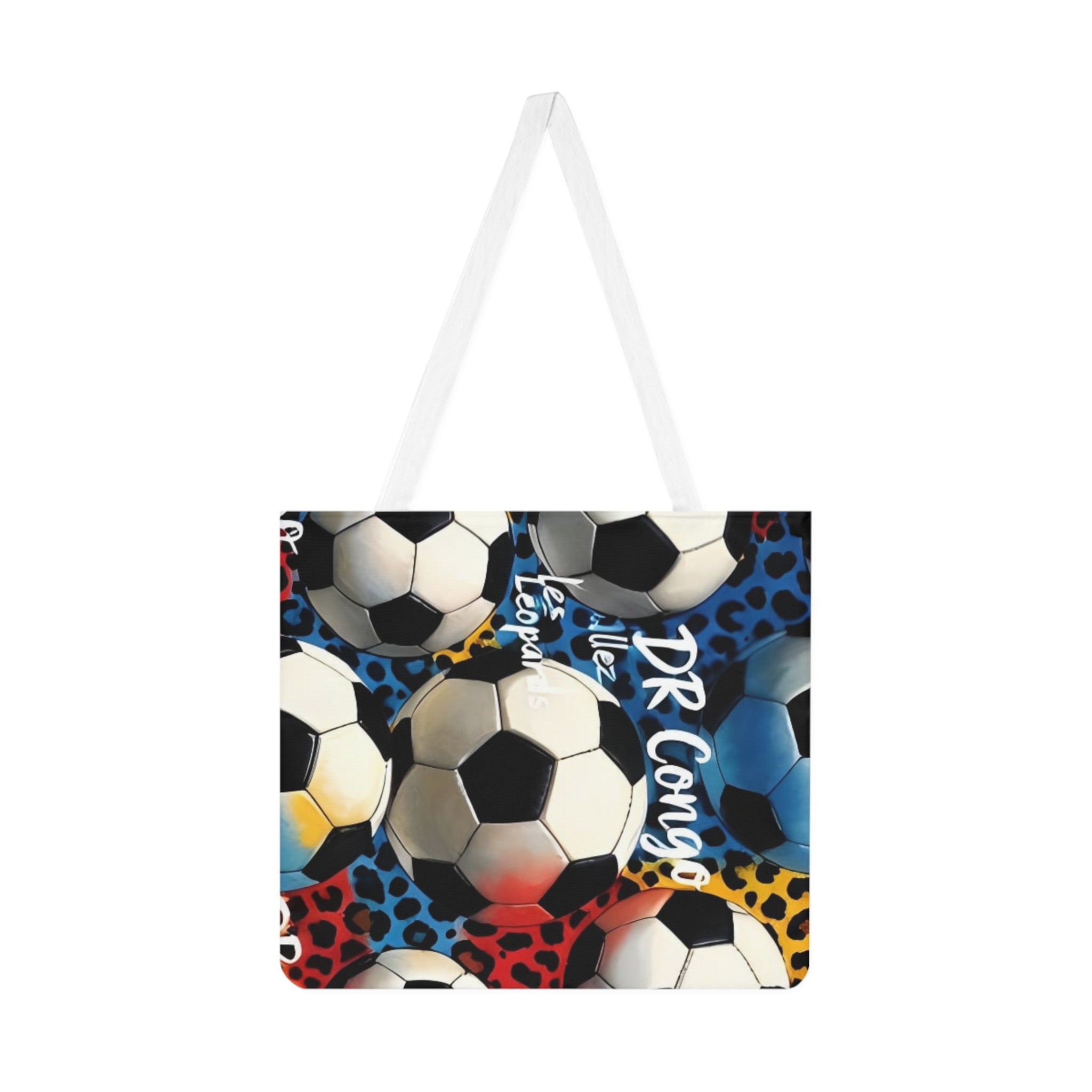 Soccer Pattern Shoulder Tote Bag — Colorful Leopard Print Soccer Ball Design