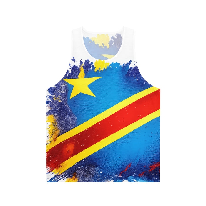 DR Congo Flag Paint Stroke tank top | All-Over Print