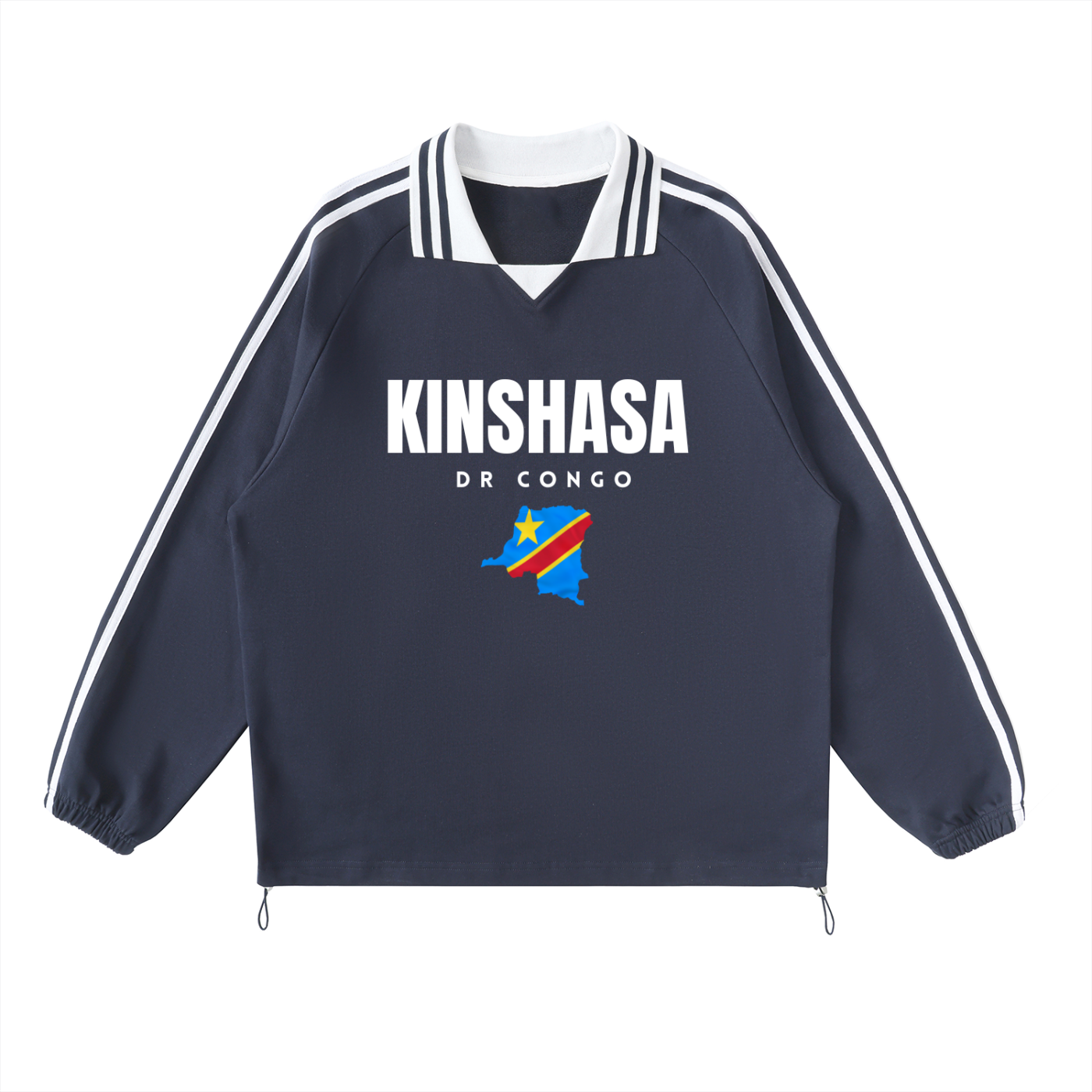Contrast Striped Lapel Collar Sweatshirt