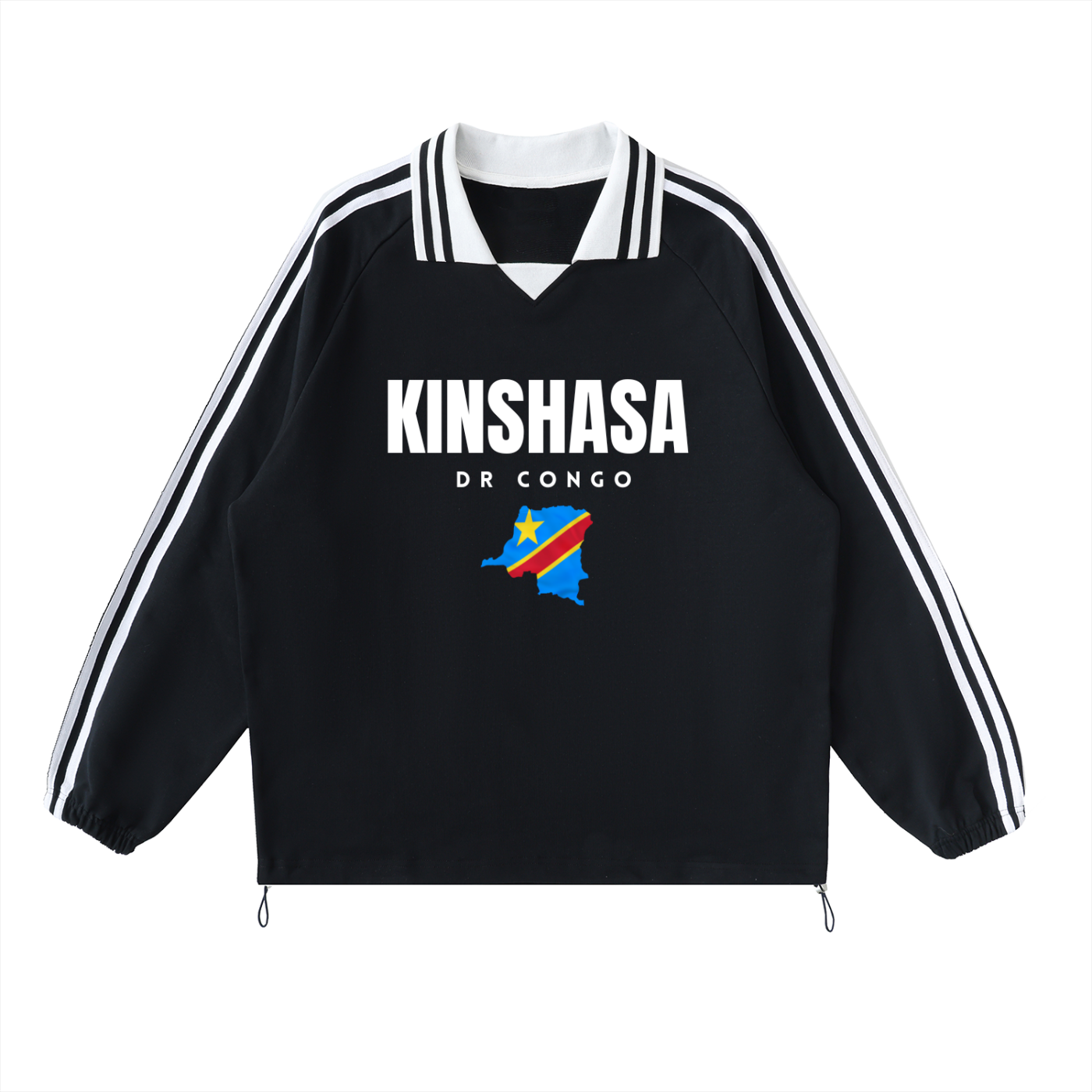 Contrast Striped Lapel Collar Sweatshirt