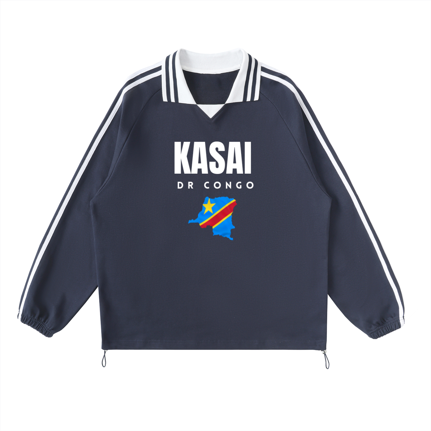 Contrast Striped Lapel Collar Sweatshirt