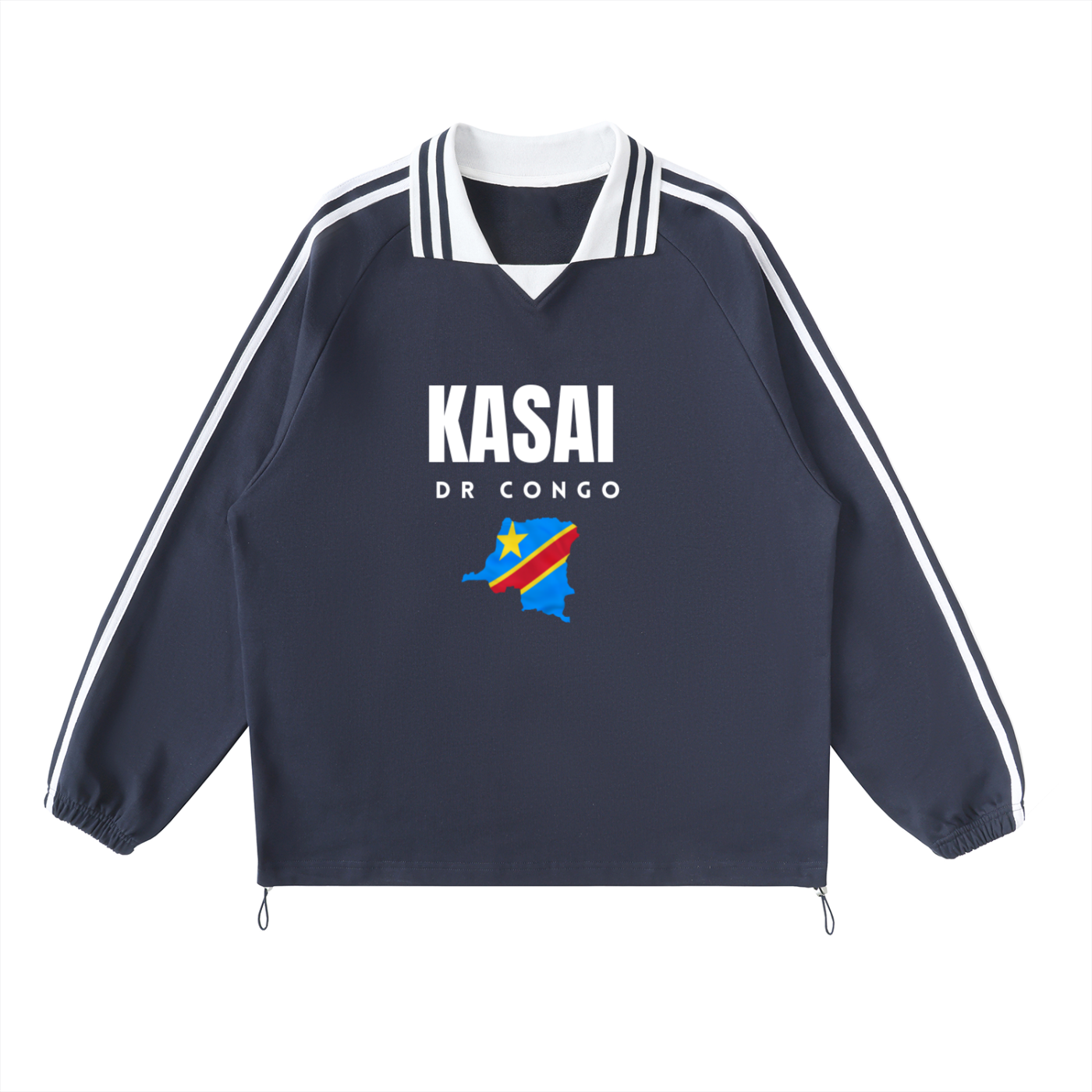 Contrast Striped Lapel Collar Sweatshirt