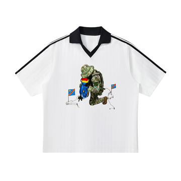 Contrast Collar Striped Soccer Jersey